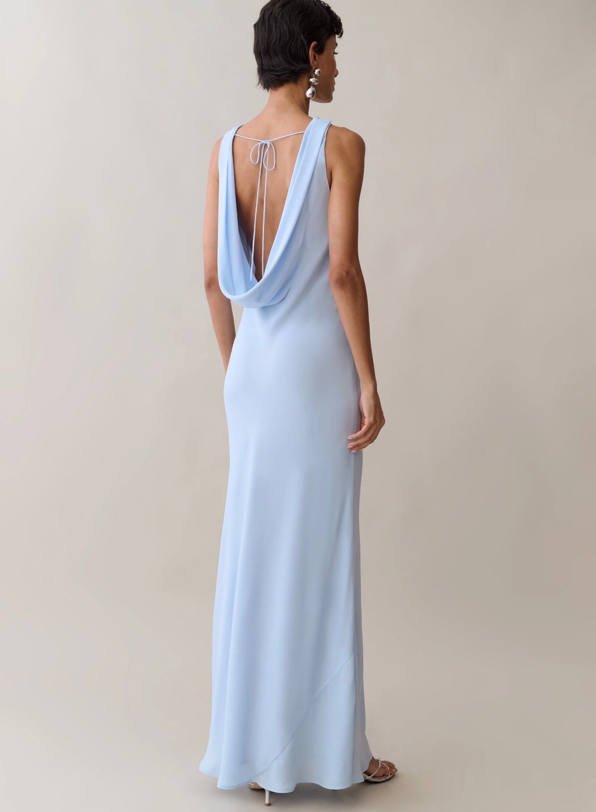 New O.P.T Amarosa Dress Light Blue Satin Drape Sz Large